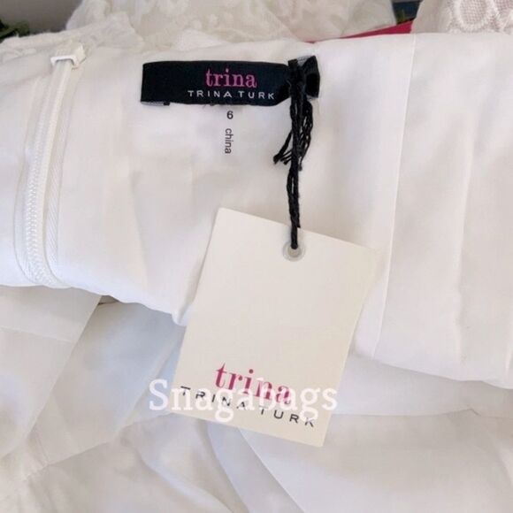 TRINA TURK NWT V NECK PEPLUM LACE DRESS WHITE WASH ALL OCCASION - Picture 9 of 9